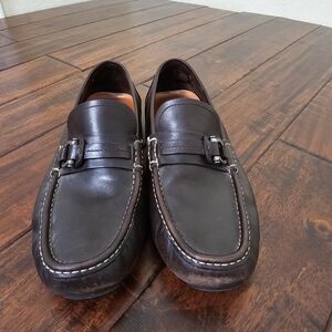 Salvatore Ferragamo Dark Brown Leather Driver Loafers Size 9